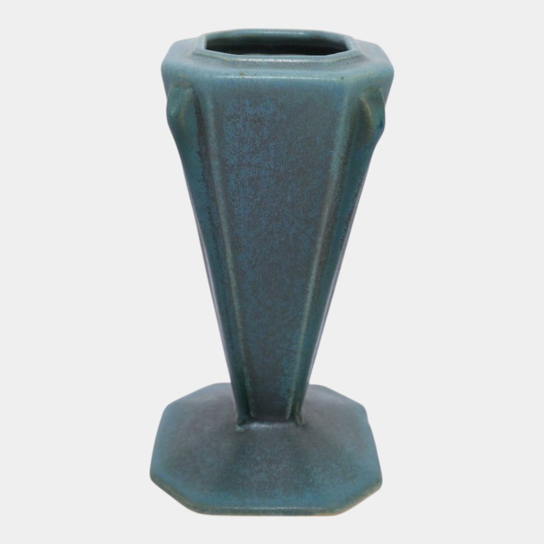 Roseville Futura Blue 1928 Vintage Art Deco Pottery Ceramic Vase 397-6 - Just Art Pottery