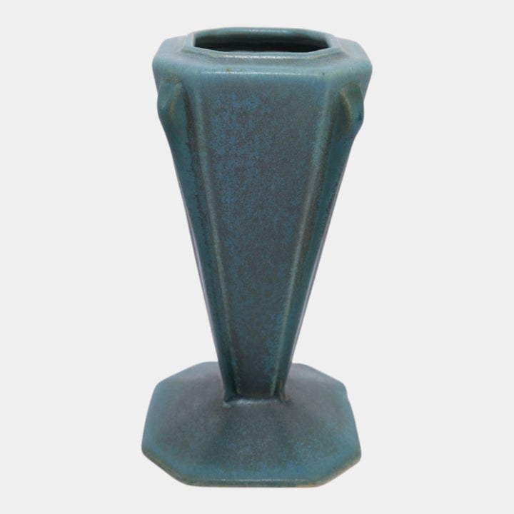 Roseville Futura Blue 1928 Vintage Art Deco Pottery Ceramic Vase 397-6 - Just Art Pottery