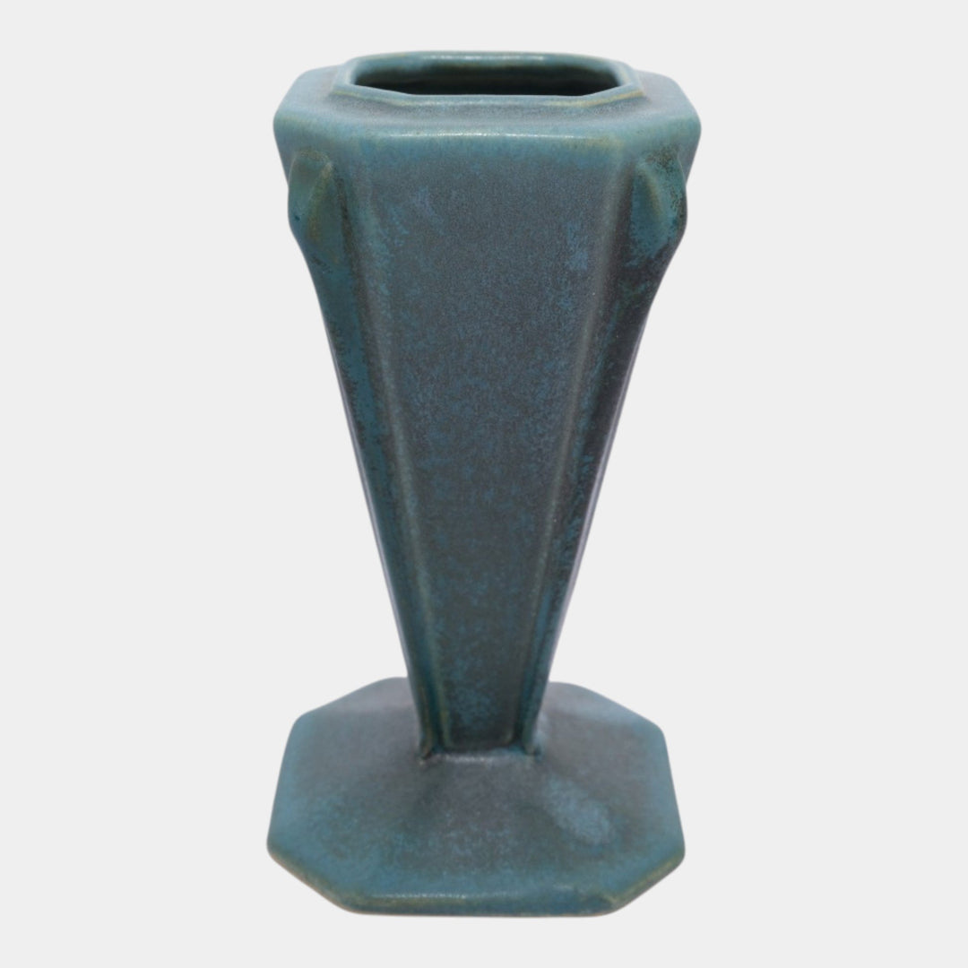 Roseville Futura Blue 1928 Vintage Art Deco Pottery Ceramic Vase 397-6 - Just Art Pottery