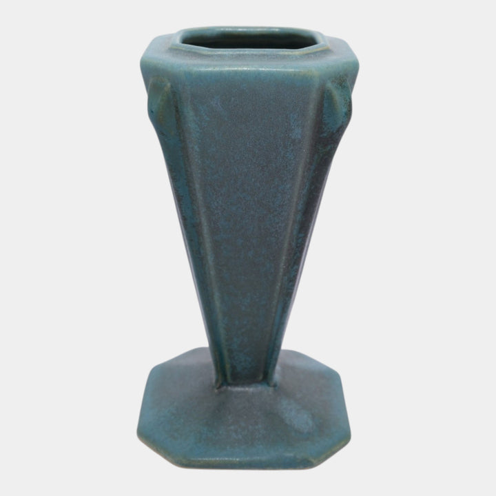 Roseville Futura Blue 1928 Vintage Art Deco Pottery Ceramic Vase 397-6 - Just Art Pottery
