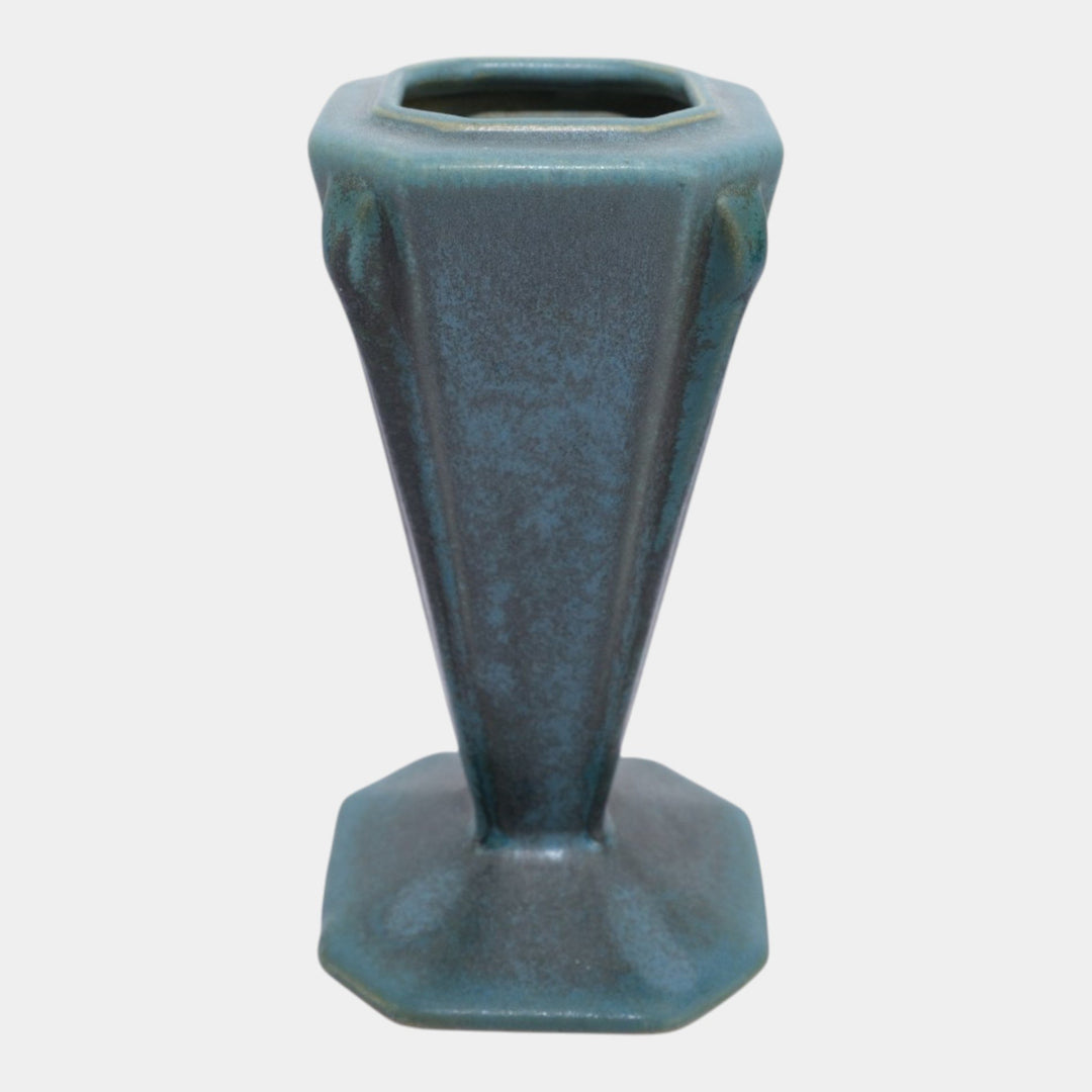 Roseville Futura Blue 1928 Vintage Art Deco Pottery Ceramic Vase 397-6 - Just Art Pottery