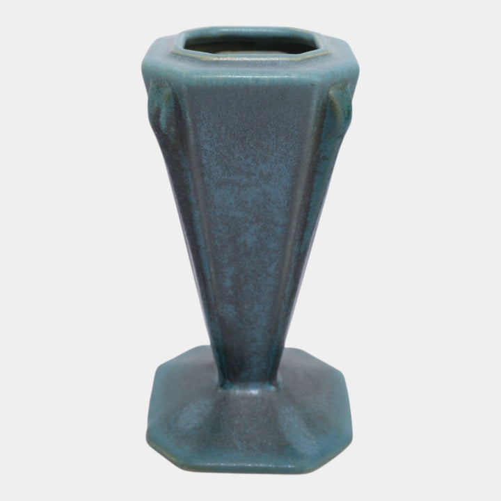 Roseville Futura Blue 1928 Vintage Art Deco Pottery Ceramic Vase 397-6 - Just Art Pottery