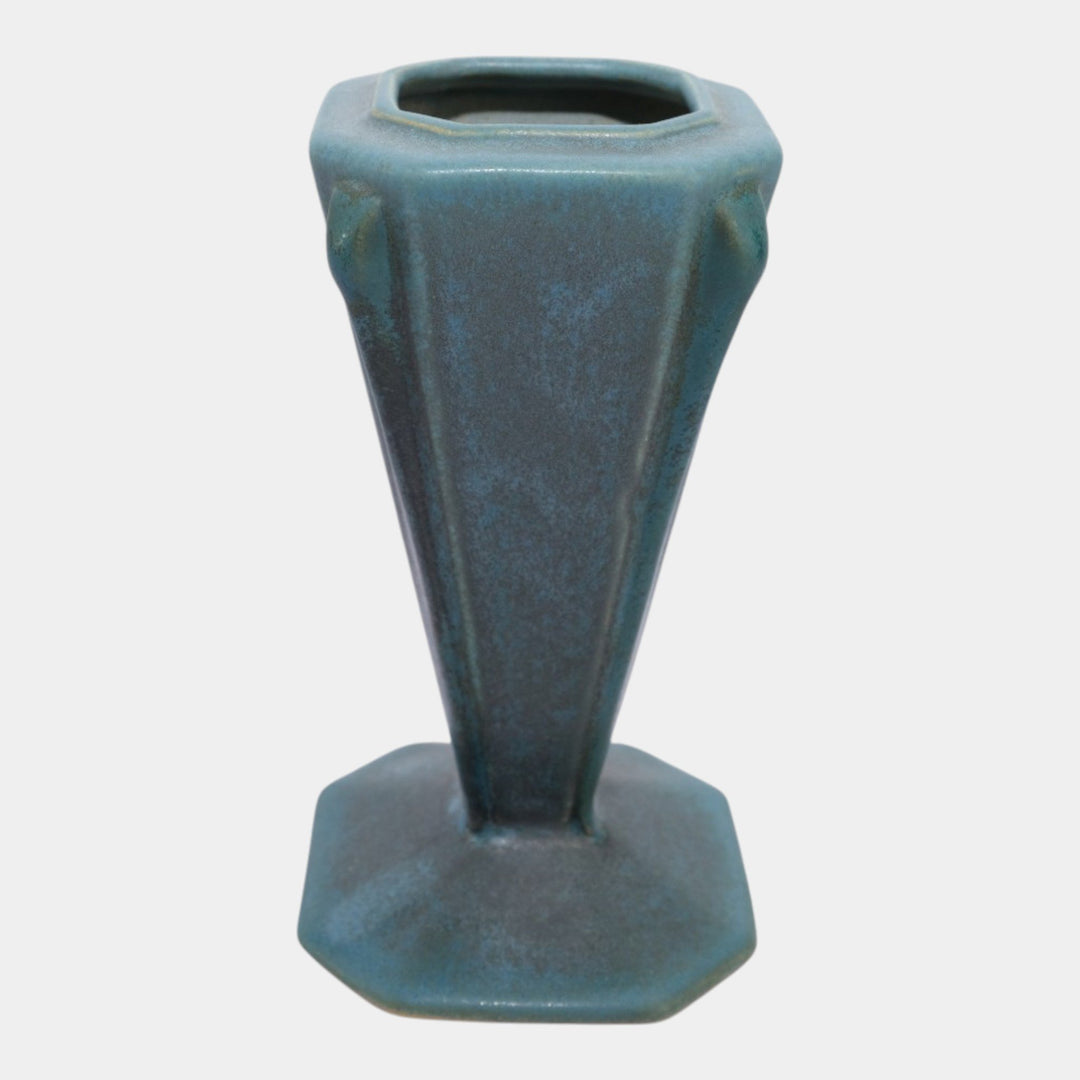 Roseville Futura Blue 1928 Vintage Art Deco Pottery Ceramic Vase 397-6 - Just Art Pottery