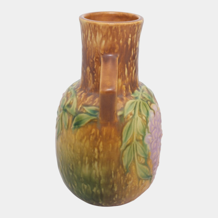 Roseville Wisteria Tan 1933 Vintage Arts And Crafts Pottery Ceramic Vase 638-9 - Just Art Pottery