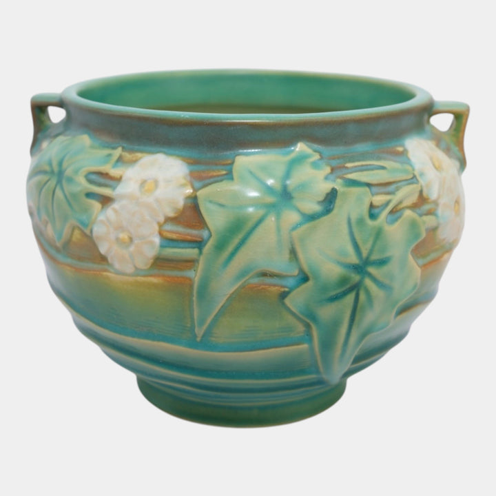 Roseville Luffa Green 1934 Vintage Art Pottery Jardiniere Planter 631-5 - Just Art Pottery