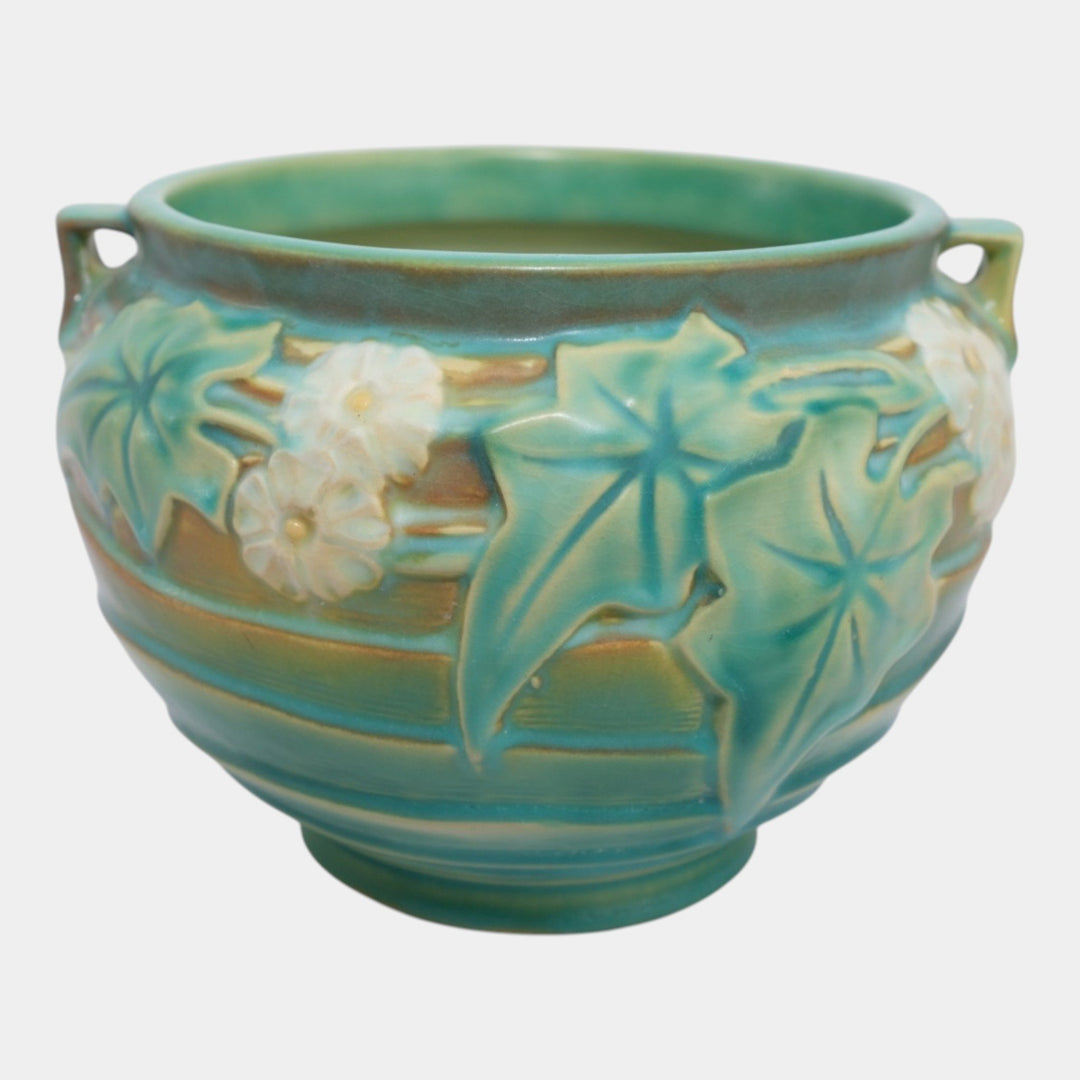 Roseville Luffa Green 1934 Vintage Art Pottery Jardiniere Planter 631-5 - Just Art Pottery