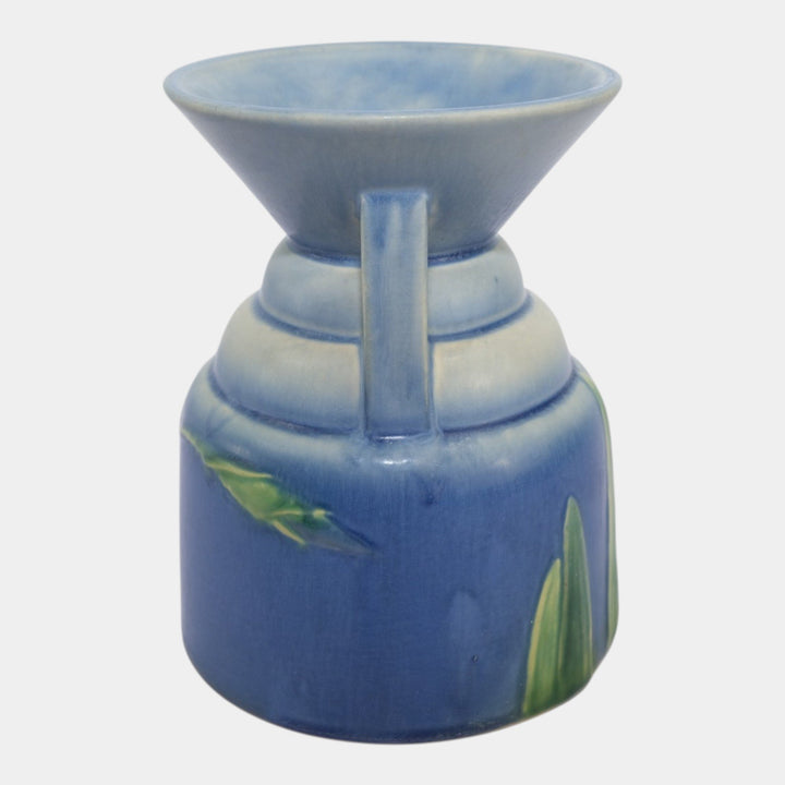 Roseville Futura Blue 1928 Vintage Art Deco Pottery Ceramic Spittoon Vase 403-7 - Just Art Pottery
