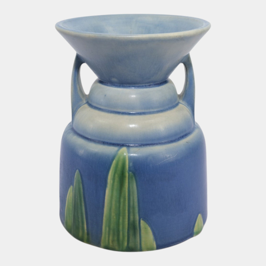 Roseville Futura Blue 1928 Vintage Art Deco Pottery Ceramic Spittoon Vase 403-7 - Just Art Pottery