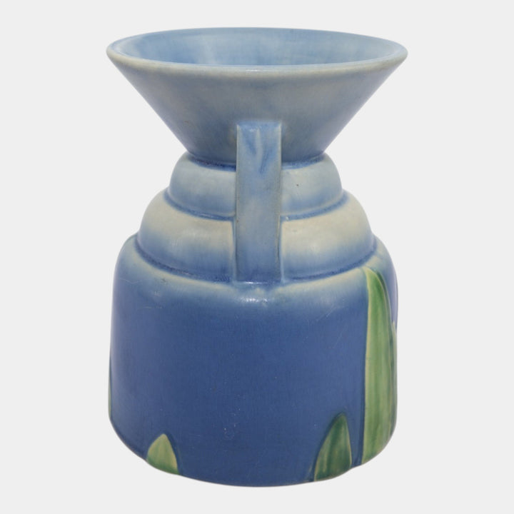 Roseville Futura Blue 1928 Vintage Art Deco Pottery Ceramic Spittoon Vase 403-7 - Just Art Pottery