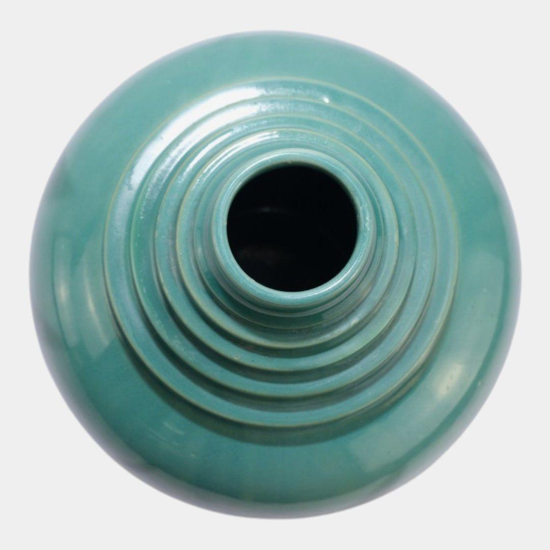 Roseville Futura Green 1928 Vintage Art Deco Pottery Ceramic Flame Vase 391-10