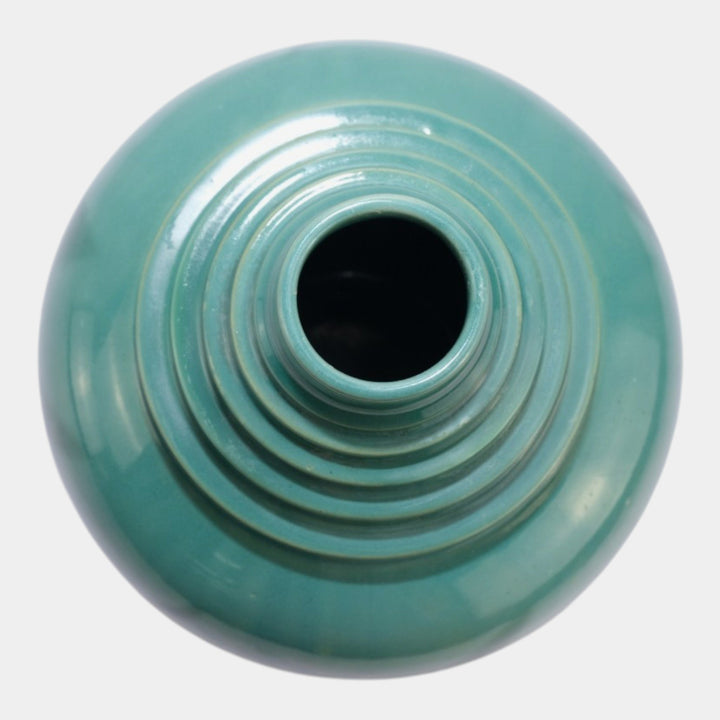 Roseville Futura Green 1928 Vintage Art Deco Pottery Ceramic Flame Vase 391-10