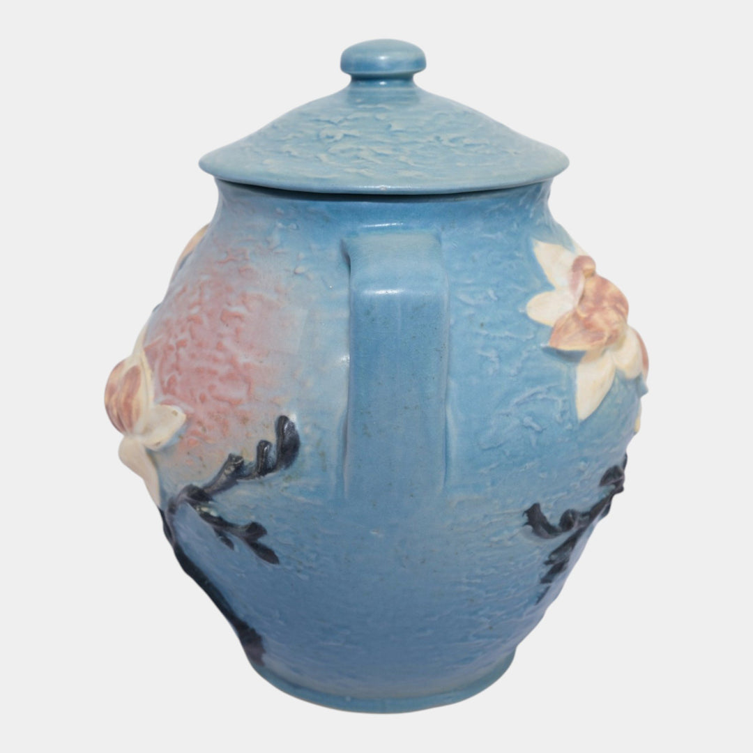 Roseville Magnolia Blue 1943 Mid Century Modern Pottery Ceramic Cookie Jar 2-8 - Just Art Pottery