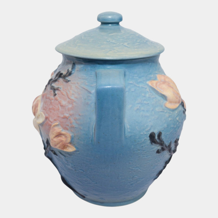 Roseville Magnolia Blue 1943 Mid Century Modern Pottery Ceramic Cookie Jar 2-8 - Just Art Pottery