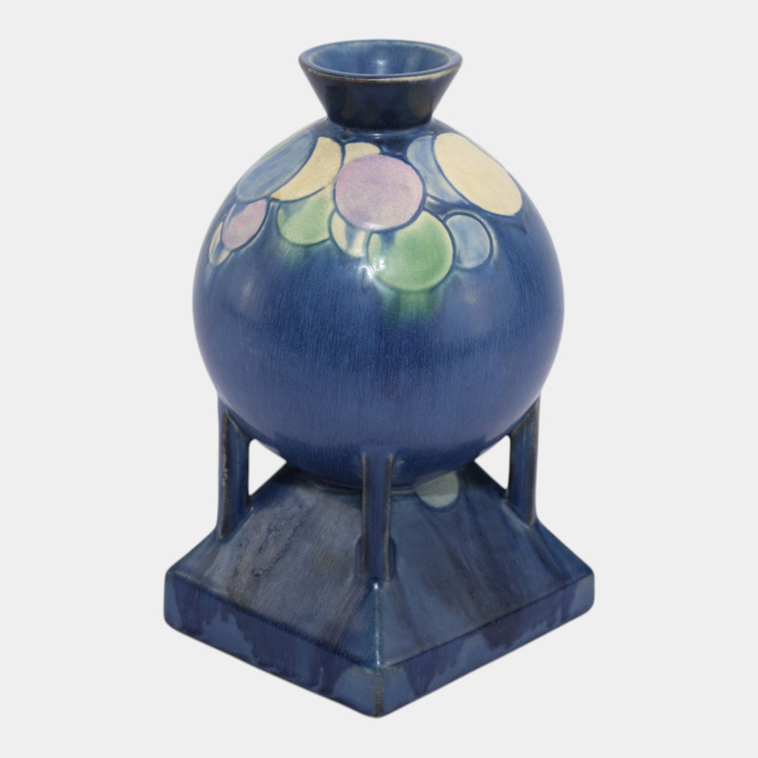 Roseville Futura Blue 1928 Vintage Art Pottery Ceramic Balloons Globe Vase 404-8