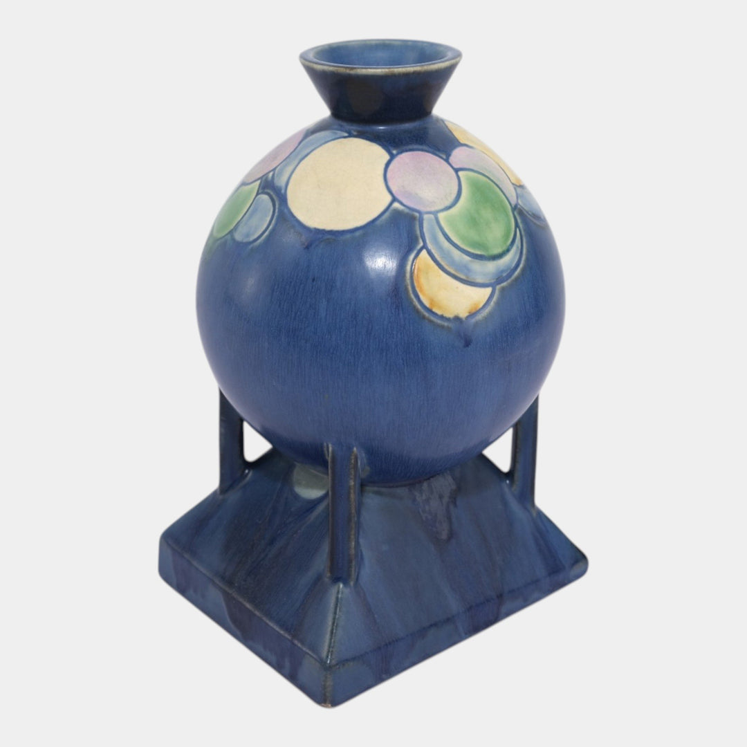 Roseville Futura Blue 1928 Vintage Art Pottery Ceramic Balloons Globe Vase 404-8