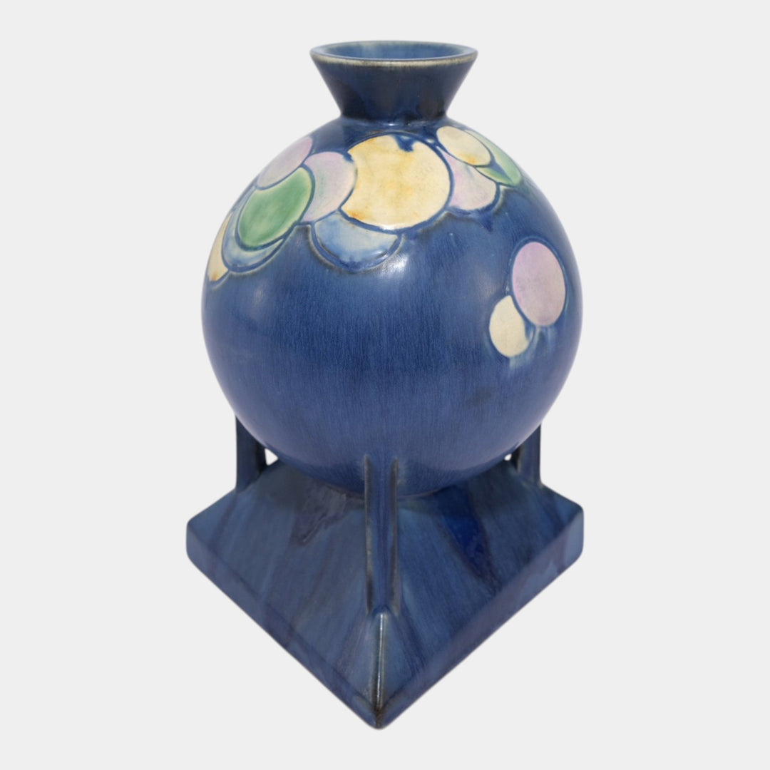 Roseville Futura Blue 1928 Vintage Art Pottery Ceramic Balloons Globe Vase 404-8