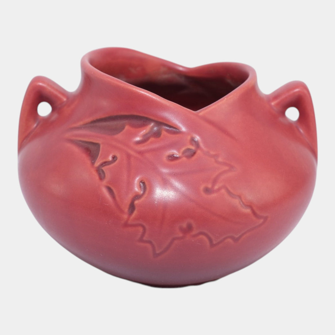 Roseville Silhouette Red 1950 Vintage Art Deco Pottery Ceramic Bowl Vase 741-4 - Just Art Pottery