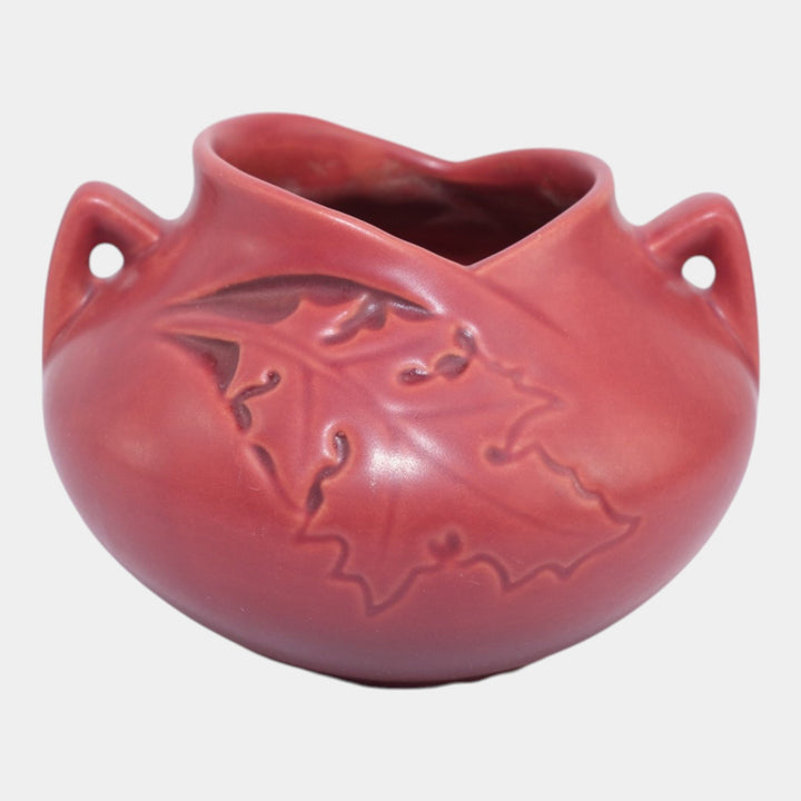 Roseville Silhouette Red 1950 Vintage Art Deco Pottery Ceramic Bowl Vase 741-4 - Just Art Pottery