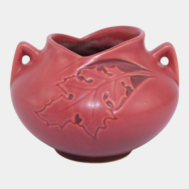 Roseville Silhouette Red 1950 Vintage Art Deco Pottery Ceramic Bowl Vase 741-4 - Just Art Pottery