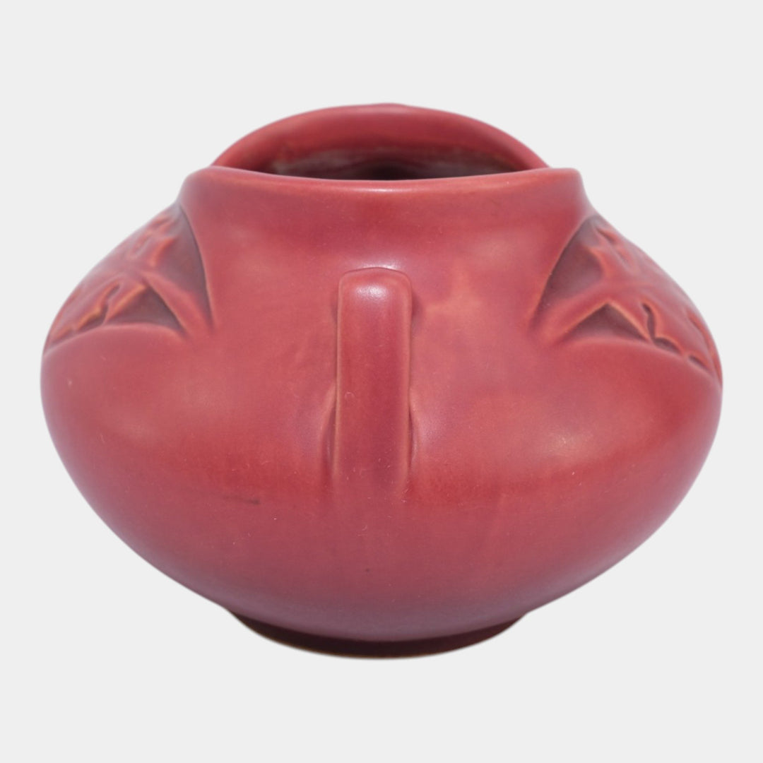 Roseville Silhouette Red 1950 Vintage Art Deco Pottery Ceramic Bowl Vase 741-4 - Just Art Pottery