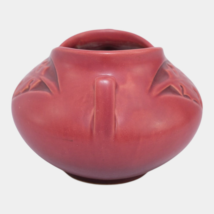 Roseville Silhouette Red 1950 Vintage Art Deco Pottery Ceramic Bowl Vase 741-4 - Just Art Pottery
