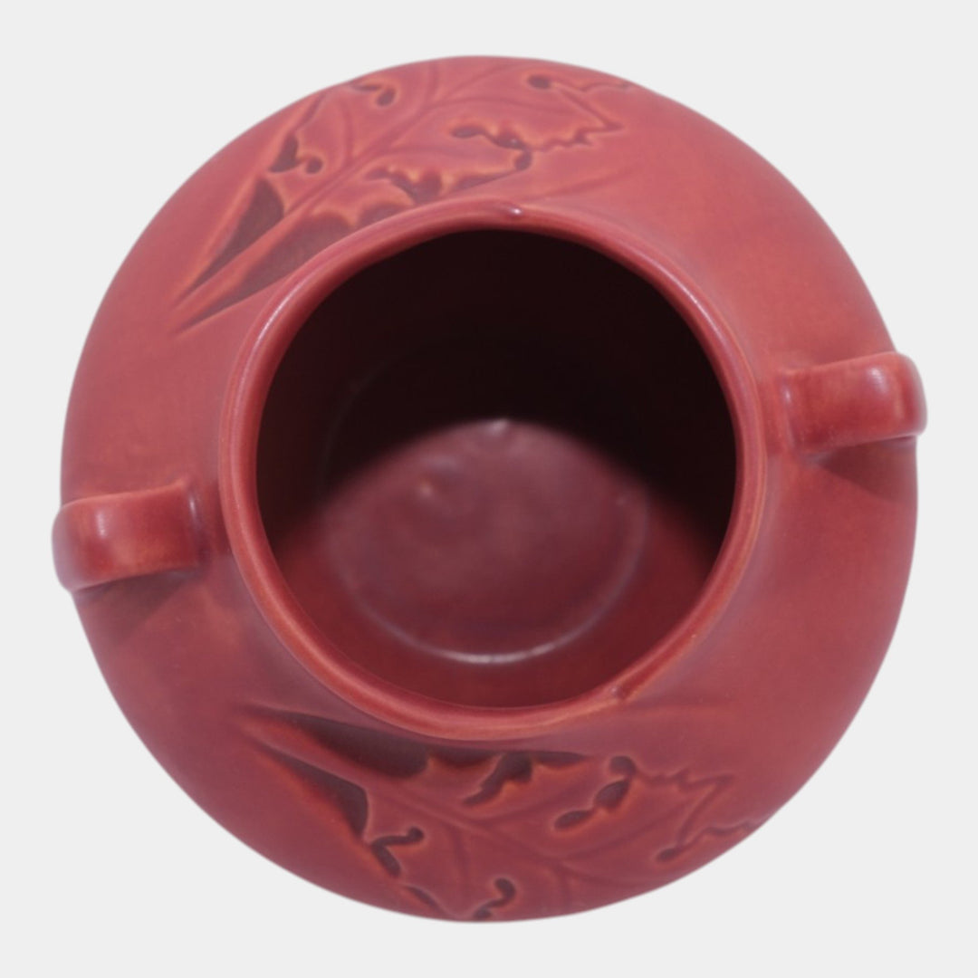 Roseville Silhouette Red 1950 Vintage Art Deco Pottery Ceramic Bowl Vase 741-4 - Just Art Pottery