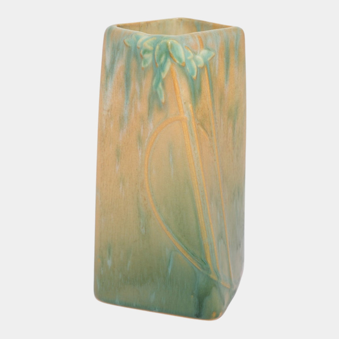Roseville Futura Green 1928 Vintage Art Deco Pottery Ceramic Twist Vase 398-6 - Just Art Pottery