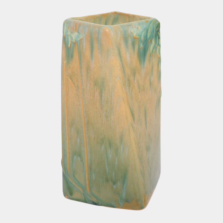 Roseville Futura Green 1928 Vintage Art Deco Pottery Ceramic Twist Vase 398-6 - Just Art Pottery