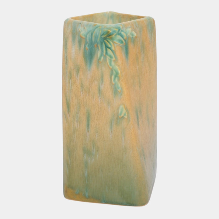Roseville Futura Green 1928 Vintage Art Deco Pottery Ceramic Twist Vase 398-6 - Just Art Pottery