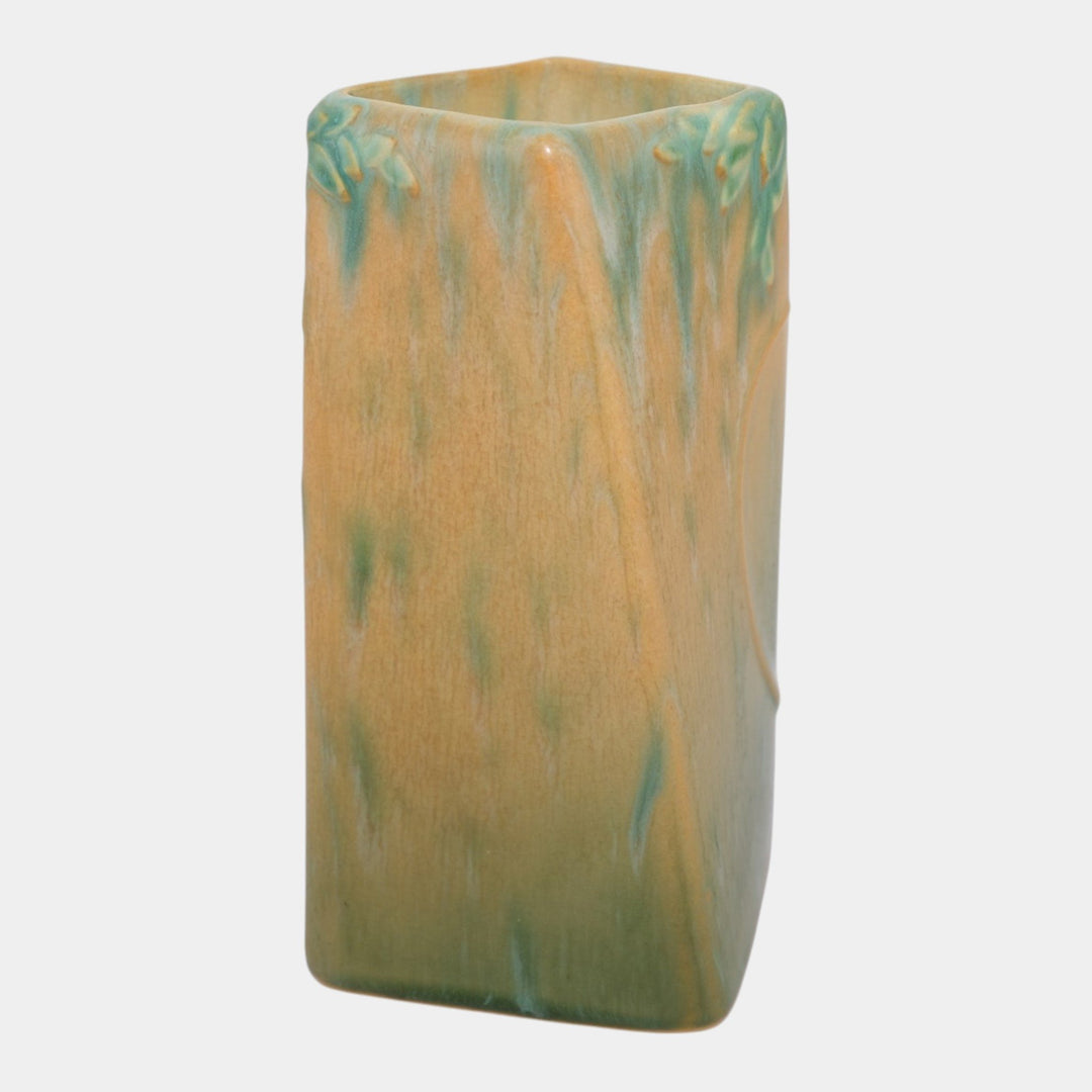 Roseville Futura Green 1928 Vintage Art Deco Pottery Ceramic Twist Vase 398-6 - Just Art Pottery