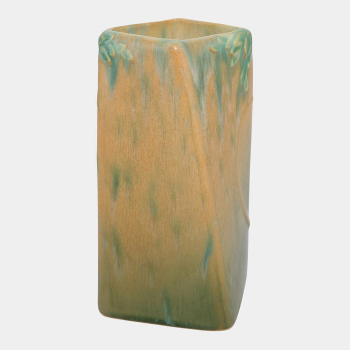 Roseville Futura Green 1928 Vintage Art Deco Pottery Ceramic Twist Vase 398-6 - Just Art Pottery