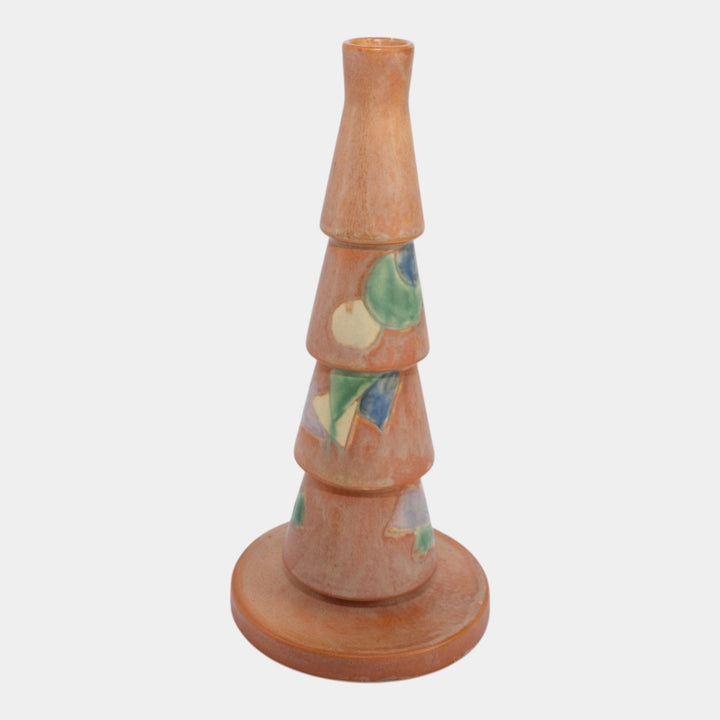Roseville Futura Tan 1928 Vintage Art Deco Pottery Christmas Tree Vase 390-10 - Just Art Pottery