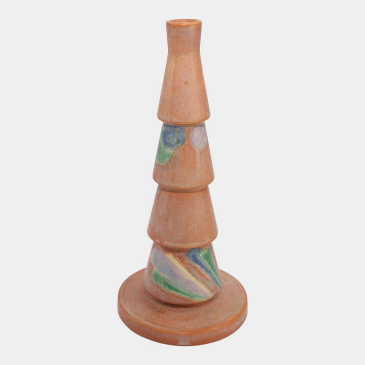 Roseville Futura Tan 1928 Vintage Art Deco Pottery Christmas Tree Vase 390-10 - Just Art Pottery