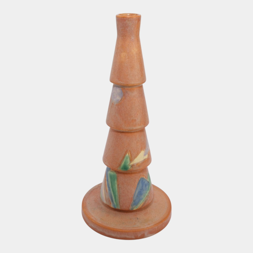 Roseville Futura Tan 1928 Vintage Art Deco Pottery Christmas Tree Vase 390-10 - Just Art Pottery