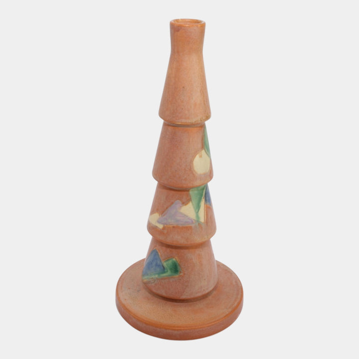 Roseville Futura Tan 1928 Vintage Art Deco Pottery Christmas Tree Vase 390-10 - Just Art Pottery