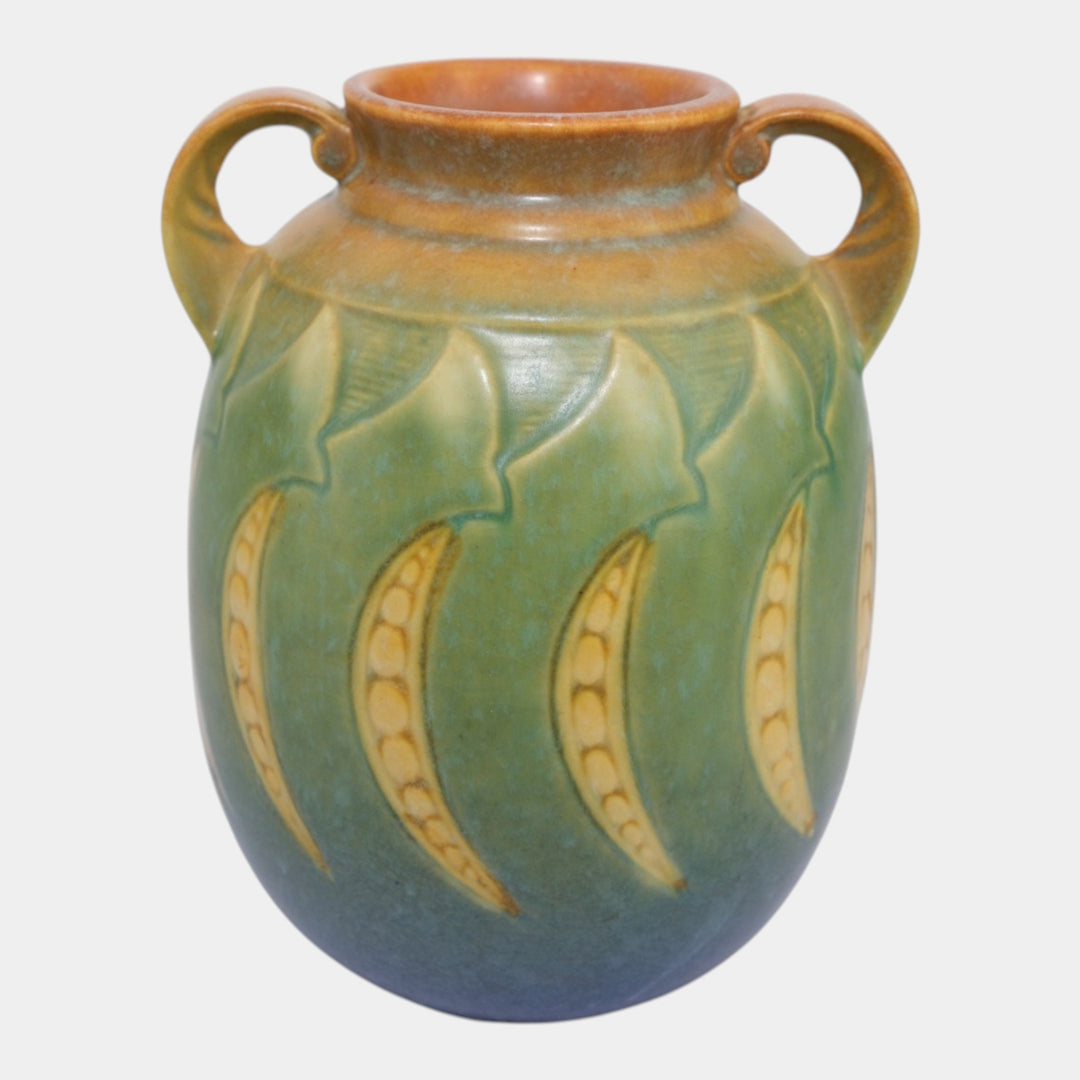 Roseville Falline Blue 1933 Vintage Arts And Crafts Pottery Ceramic Vase 647-7 - Just Art Pottery