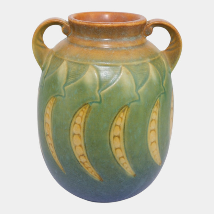 Roseville Falline Blue 1933 Vintage Arts And Crafts Pottery Ceramic Vase 647-7 - Just Art Pottery
