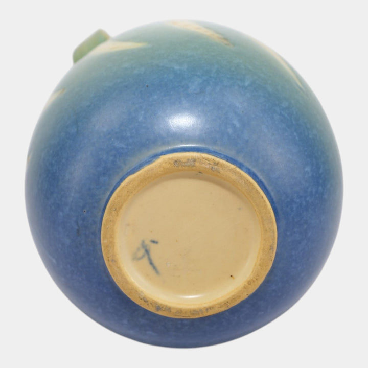 Roseville Falline Blue 1933 Vintage Arts And Crafts Pottery Ceramic Vase 647-7 - Just Art Pottery