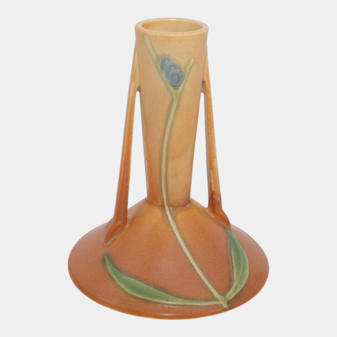Roseville Futura Tan 1928 Vintage Art Deco Pottery Two Pole Bud Vase 422-6 - Just Art Pottery