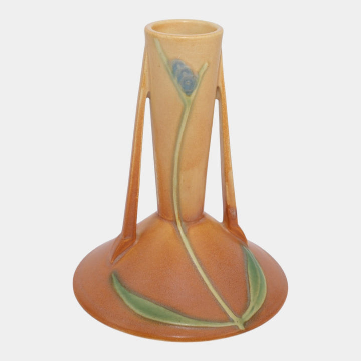 Roseville Futura Tan 1928 Vintage Art Deco Pottery Two Pole Bud Vase 422-6 - Just Art Pottery