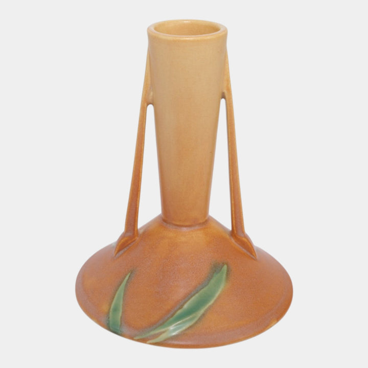 Roseville Futura Tan 1928 Vintage Art Deco Pottery Two Pole Bud Vase 422-6 - Just Art Pottery