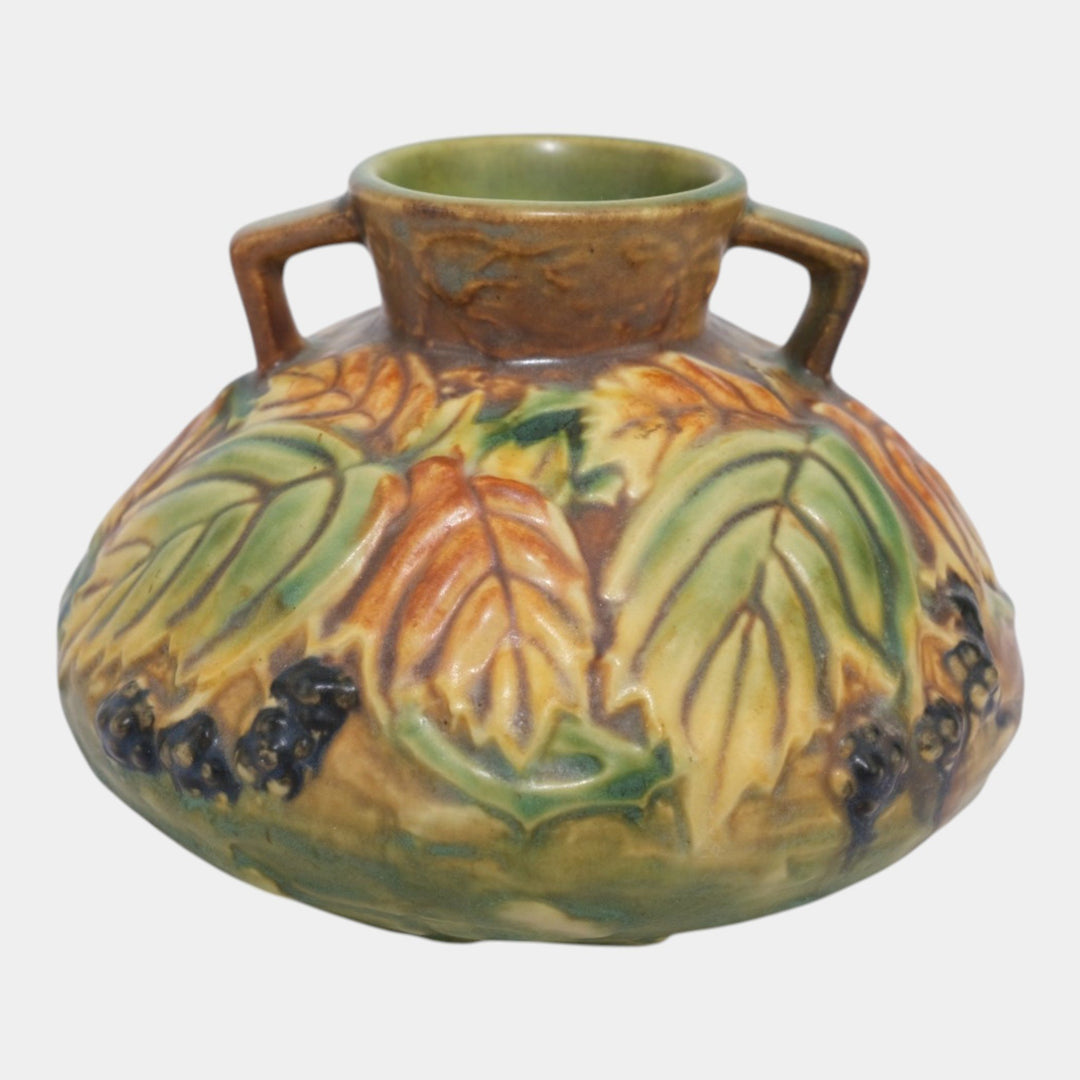 Roseville Blackberry Green 1932 Vintage Art Pottery Ceramic Vase 568-4 - Just Art Pottery
