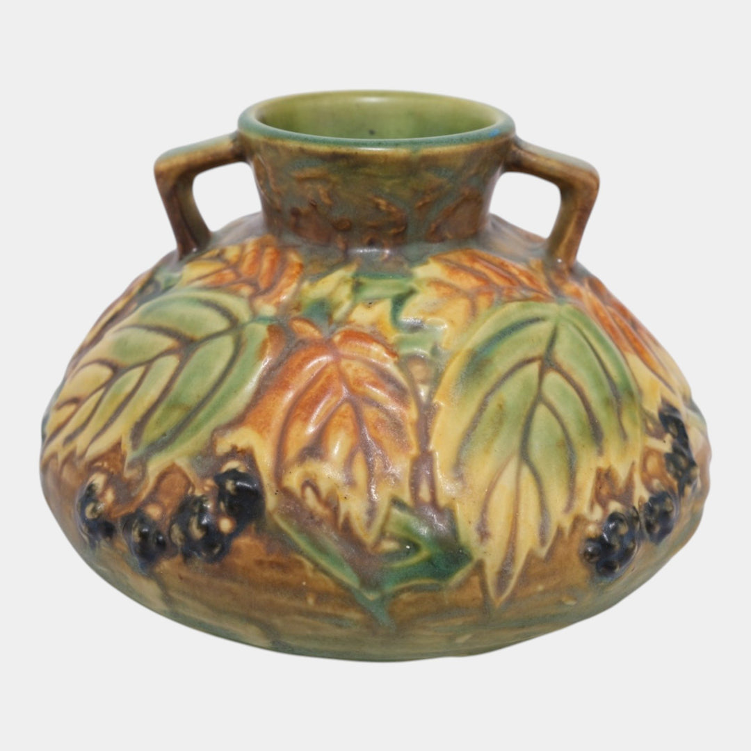 Roseville Blackberry Green 1932 Vintage Art Pottery Ceramic Vase 568-4 - Just Art Pottery