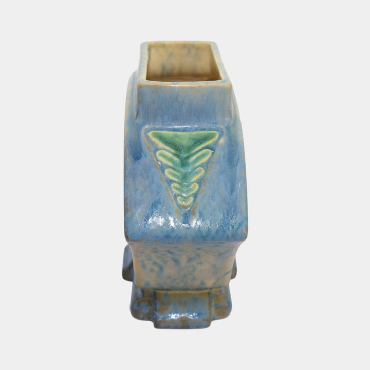 Roseville Futura Blue 1928 Vintage Art Deco Pottery Ceramic Fan Vase 82-6 - Just Art Pottery