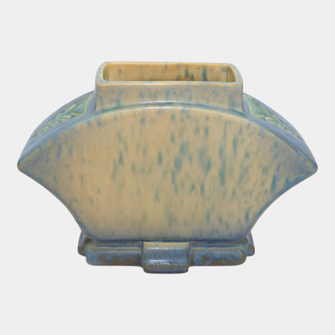Roseville Futura Blue 1928 Vintage Art Deco Pottery Ceramic Fan Vase 82-6 - Just Art Pottery