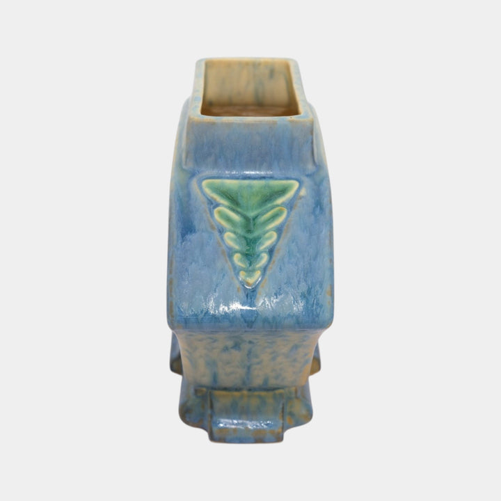 Roseville Futura Blue 1928 Vintage Art Deco Pottery Ceramic Fan Vase 82-6 - Just Art Pottery
