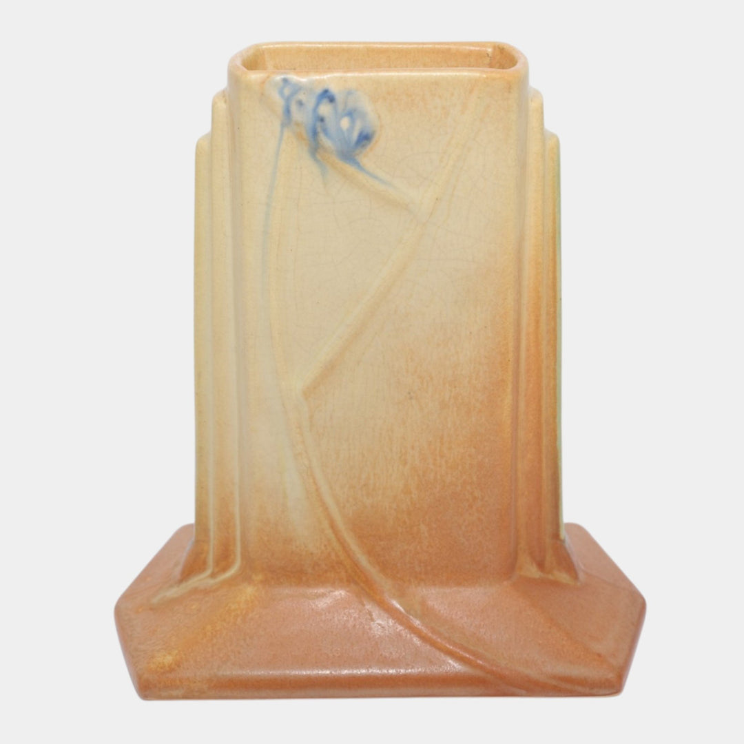 Roseville Futura Tan 1928 Vintage Art Deco Pottery Ceramic Tombstone Vase 423-6 - Just Art Pottery
