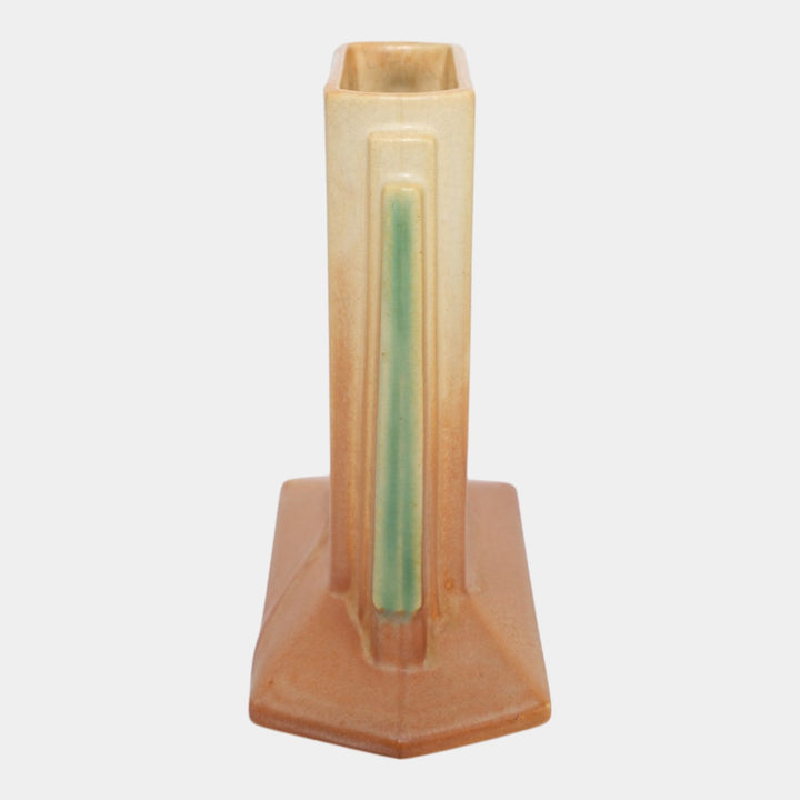 Roseville Futura Tan 1928 Vintage Art Deco Pottery Ceramic Tombstone Vase 423-6 - Just Art Pottery