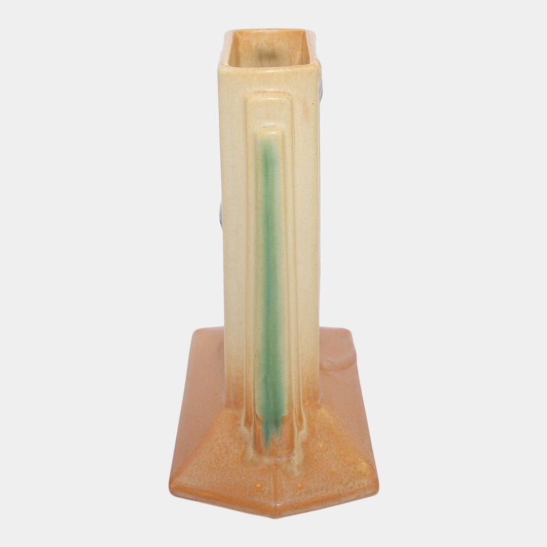 Roseville Futura Tan 1928 Vintage Art Deco Pottery Ceramic Tombstone Vase 423-6 - Just Art Pottery