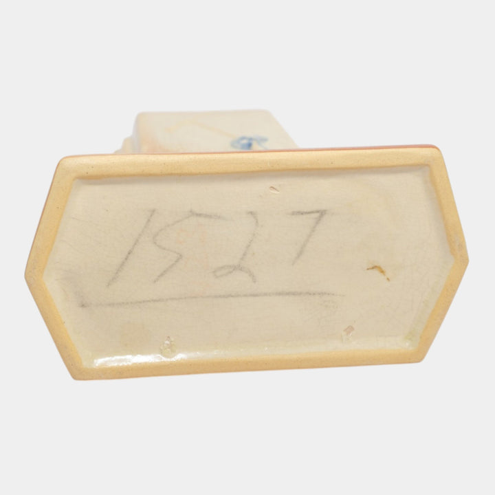 Roseville Futura Tan 1928 Vintage Art Deco Pottery Ceramic Tombstone Vase 423-6 - Just Art Pottery